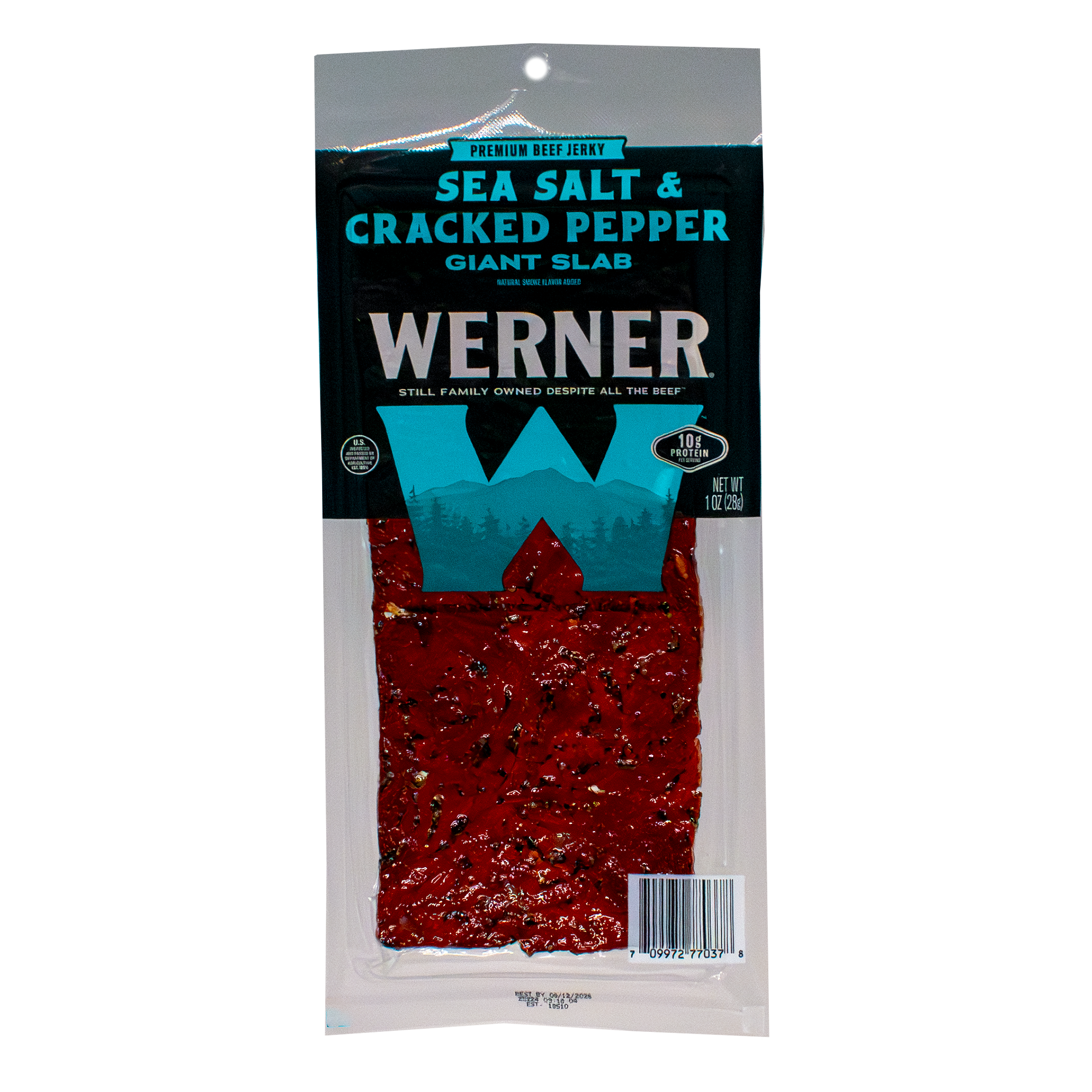 Packaged meat product with 'Werner' branding on a white background