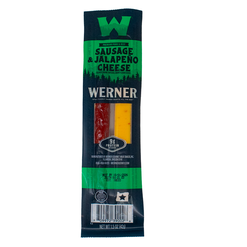 Werner Sausage & Jalapeno Cheese package on a white background