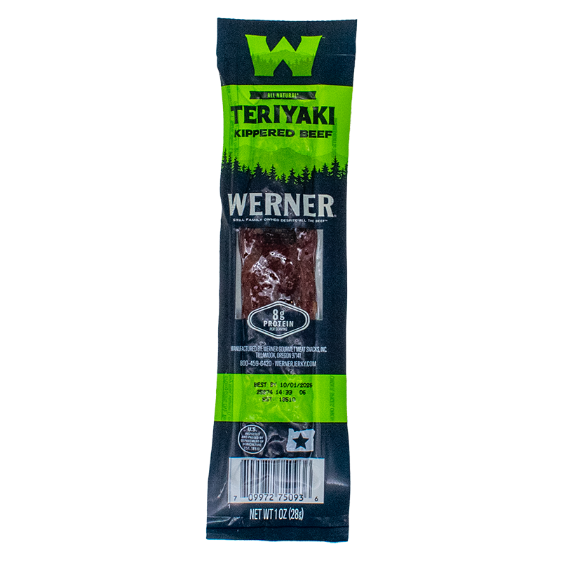 Werner Teriyaki Kippered Beef package on a white background