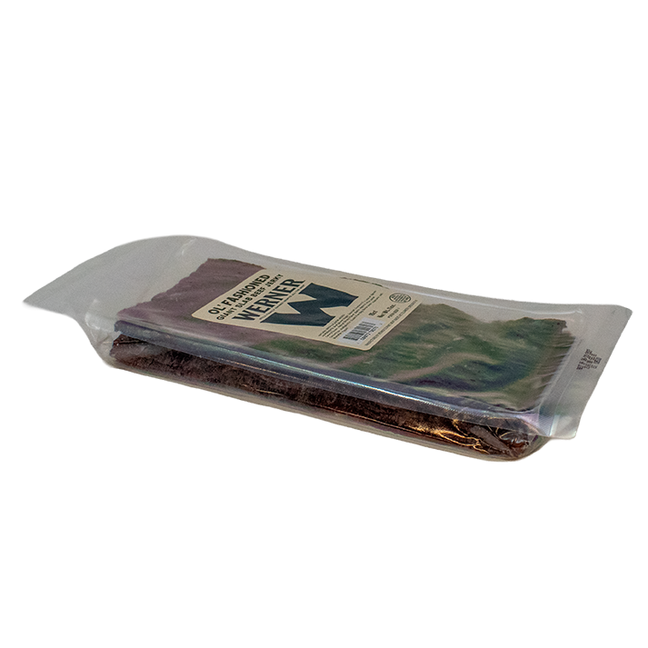 Packaged product with a label on a white background