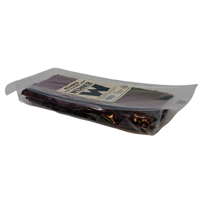 Packaged product with a label on a white background