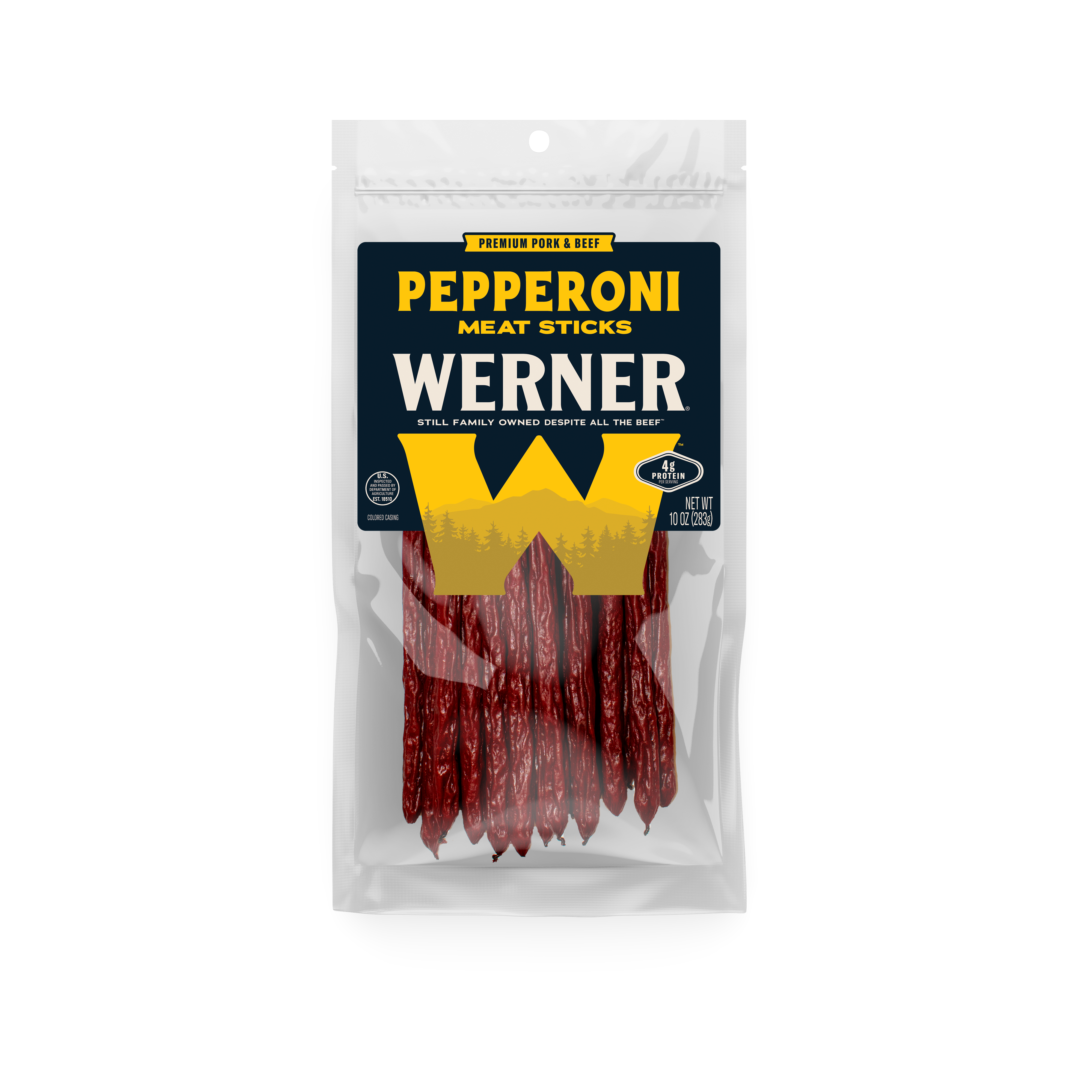 stokke meats Werner Jerky Hot Pepperoni 12" Beef Sticks 20 count